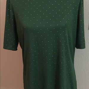 Perfect Green GiGi Top with Silver Dots NWOT